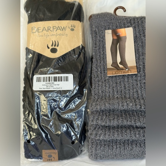 BearPaw Accessories - Bearpaw Cable Knit Knee High Socks & Lemon Over the Knee Cozy Sock Bundle NWT